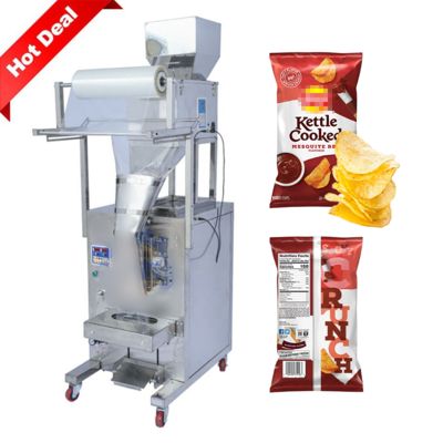 kopen Automatische snackzakje aardappelchips verpakkingsmachine Franse friet weeg- en verpakkingsmachine online vervaardiging