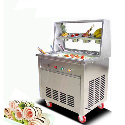Dubbele pan ijsmachine gebakken met vriezer / ijsrolmachine Thai Stir Fry