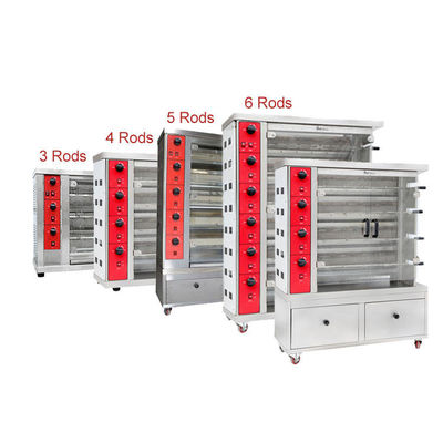 Kipgrillmachine / Kip Rotisserie Grill Gasoven 4 staven met voeten roestvrij staal