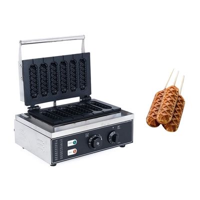 Commerciële Keuken Snack Machine 6 Pcs Stick Corn Hotdog Waffle Maker te koop